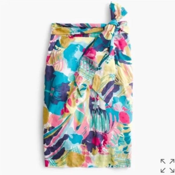 NWOT J.Crew Vibrant Floral Tie Waist Skirt - Picture 10 of 13